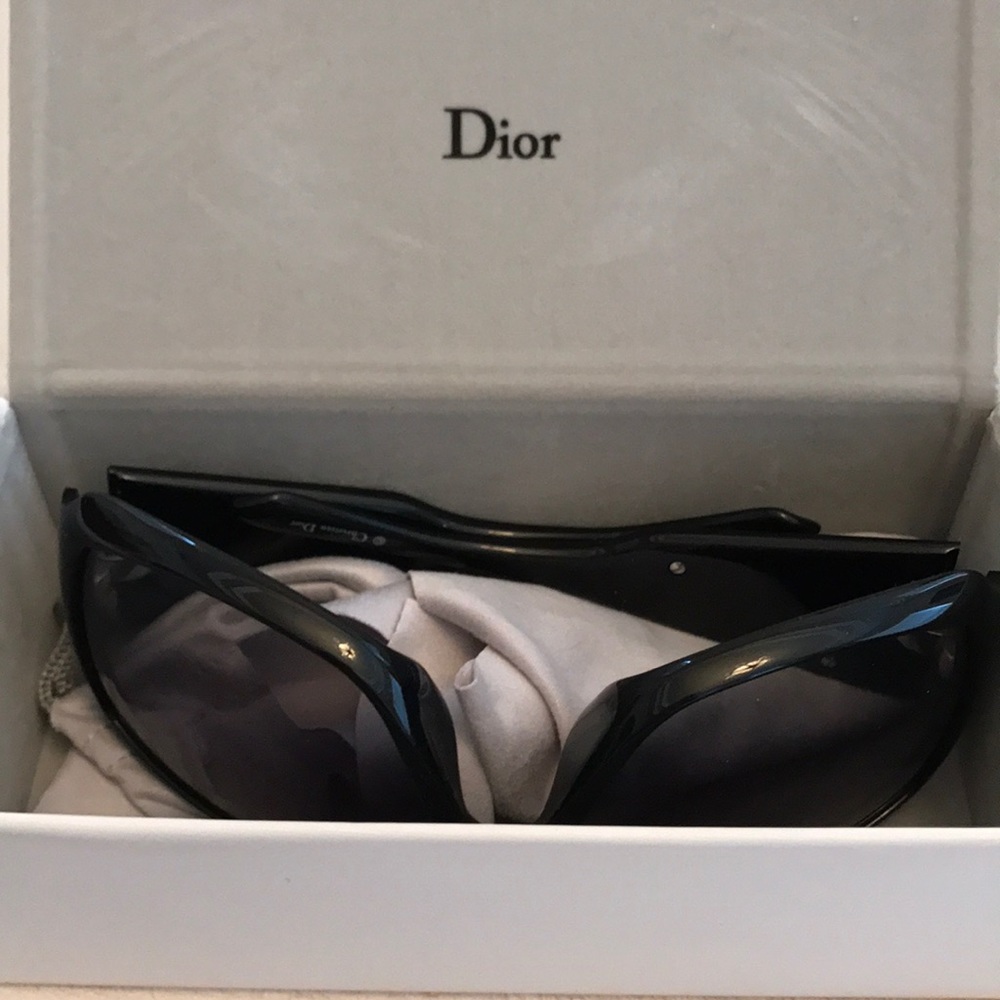 Dior black sunglasses with gems on the side